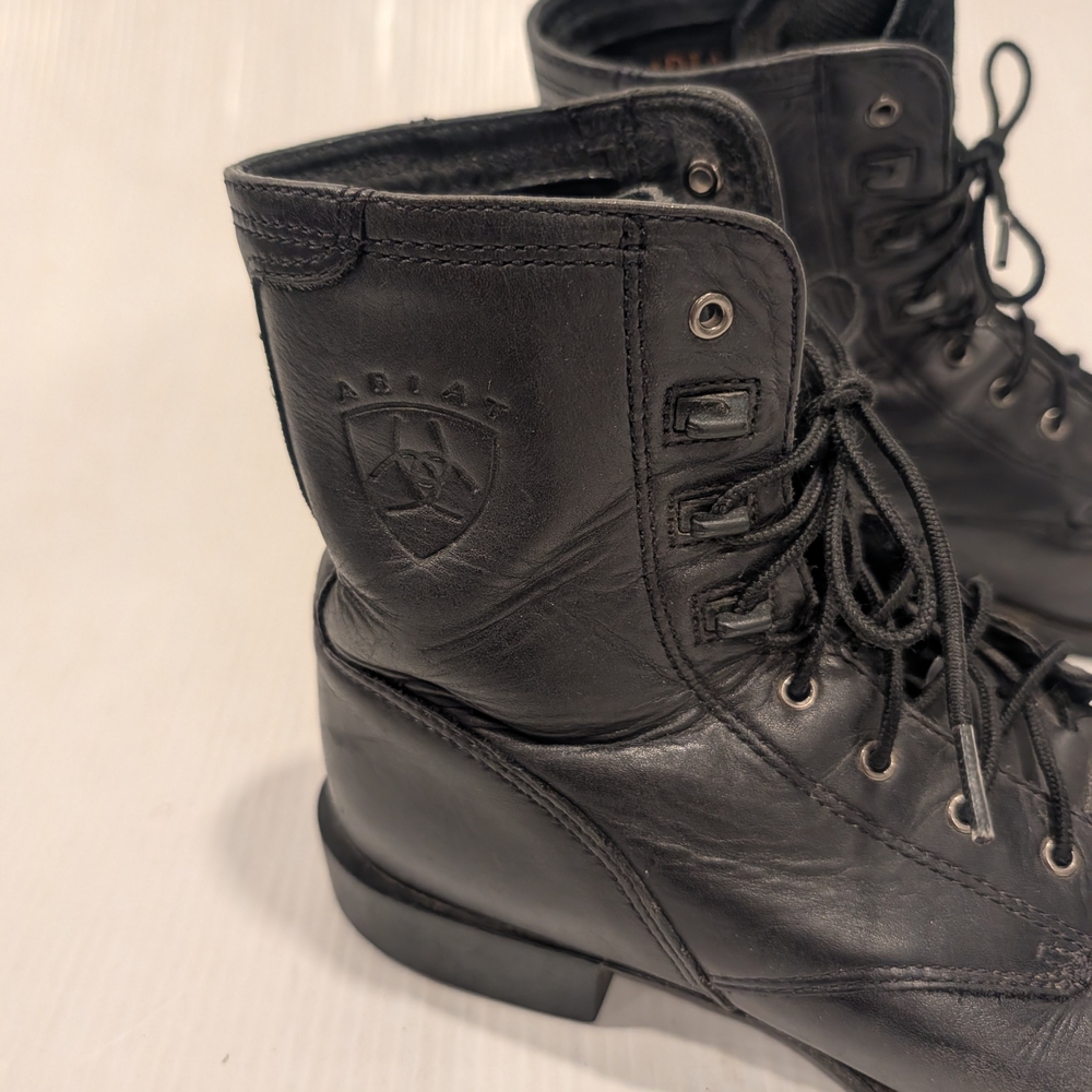 ARIAT Women's Heritage Ii Distressed Lacer Black Leather Boots Size 9 - Picture 2 of 11